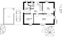 Grundriss Erdgeschoss - Landhaus 130 qm mit Garage…